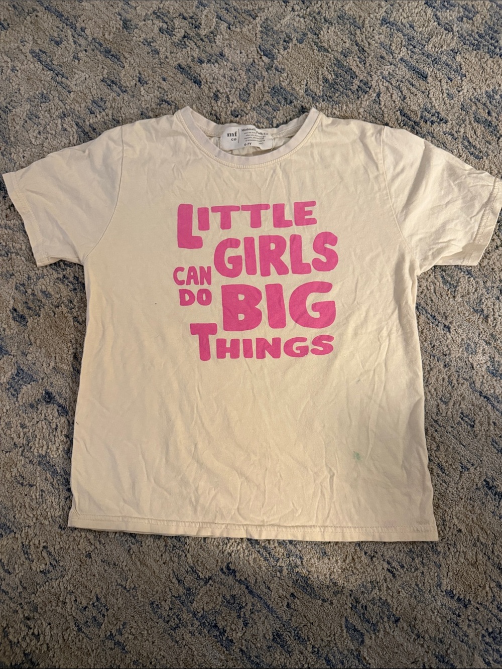 Minimalist Folk Co. Cream Kids Short-Sleeve Tee with Pink Empowering Graphic